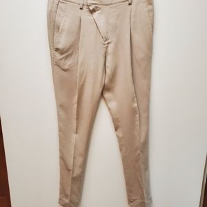 Helmut Lang Asymmetrical Tan pleated front Pants